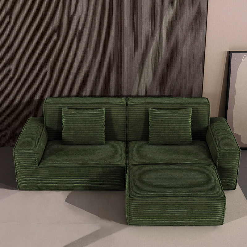 106,3 po avec de grandes rayures, revêtement en microfibre, conception moderne, siège moelleux, 3 sièges, pédale droite, convient à la chambre à coucher, microfibre rayée, style, mousse à rebond élevé, grand confort