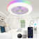 19" White Low Profile Caged Ceiling Fan with Remote Control and Dimmable RGB LED Lights