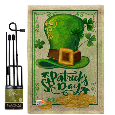 "st patrick" , impression en polyester de 2 côtés 18,5 x 13 po ensemble de drapeau