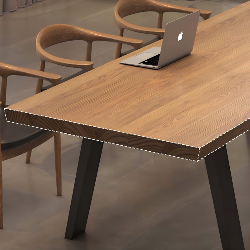 Table de conférence de 78,74 po en bois massif brun de style industriel américain, 29.53" H x 78.74" W x 31.5" D