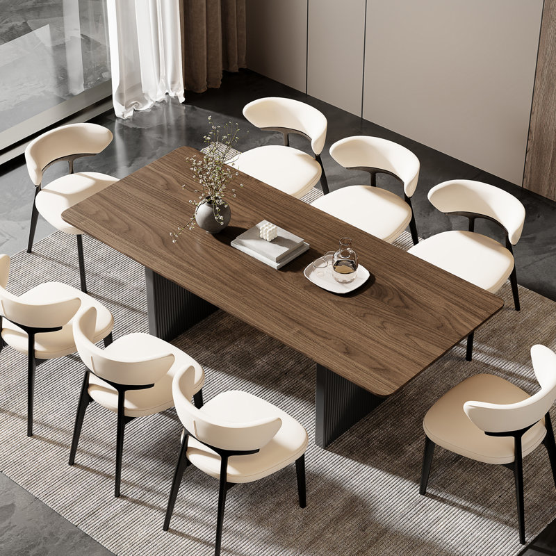 Mid Century Modern 86" Wood Dining Table for 8-10