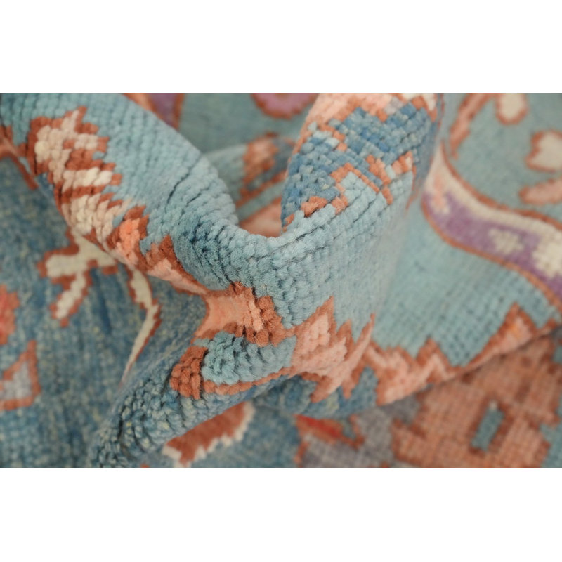 Handmade Blue Oushak Vegetable Dye Rug 4x7