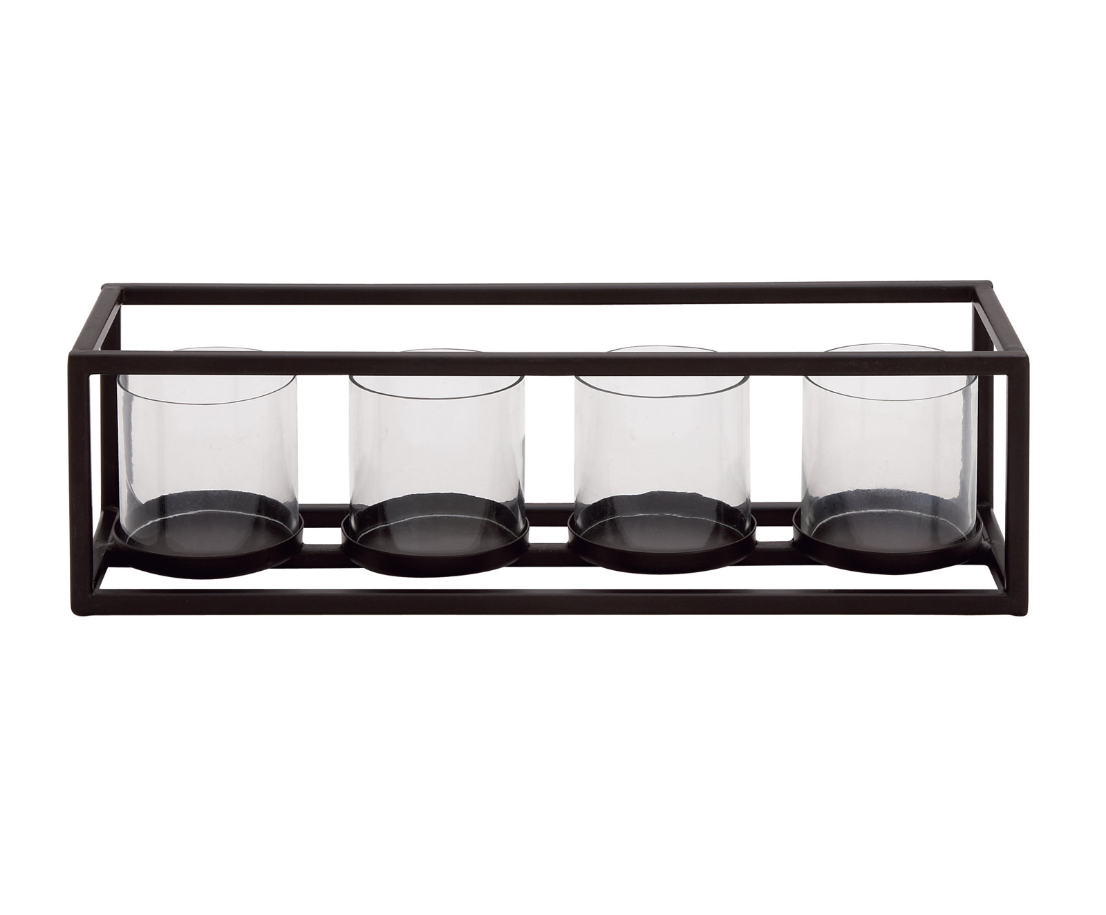 Metal 4 Glass Sleeve Candelabra, 5" H x 18" W x 5" D, 4