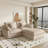 Slipcovered Upholstered Modular Sofa With Ottoman-112680361-110374986