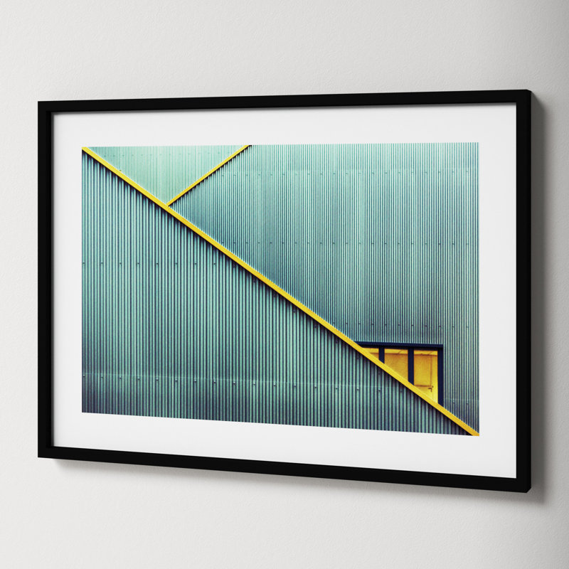 " Stairs " by Jan Niezen, 14" H x 19" W x 1" D, Black Framed Paper