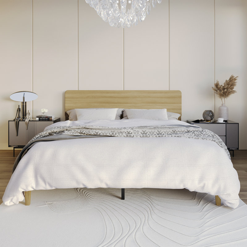 Wooden Platform Bed, Natural Oak, Full