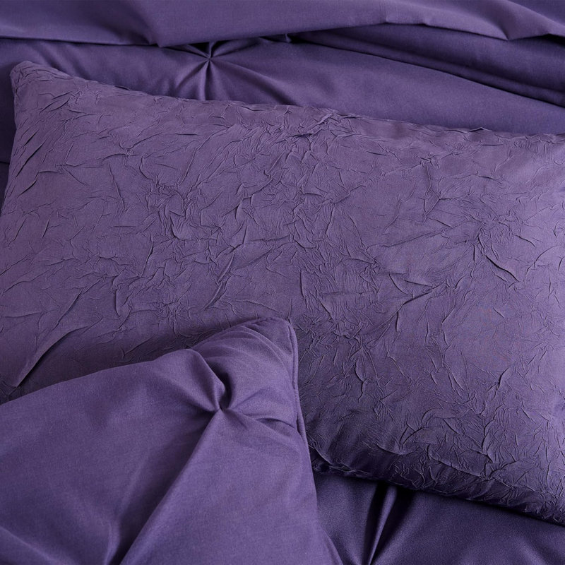 10-Piece Pintuck Bed in a Bag Comforter Set with Sheets and Decorative Pillows, Dark Purple