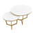 Modern Round Nesting Coffee Table Set 2-Piece White & Marbling Top Gold Base