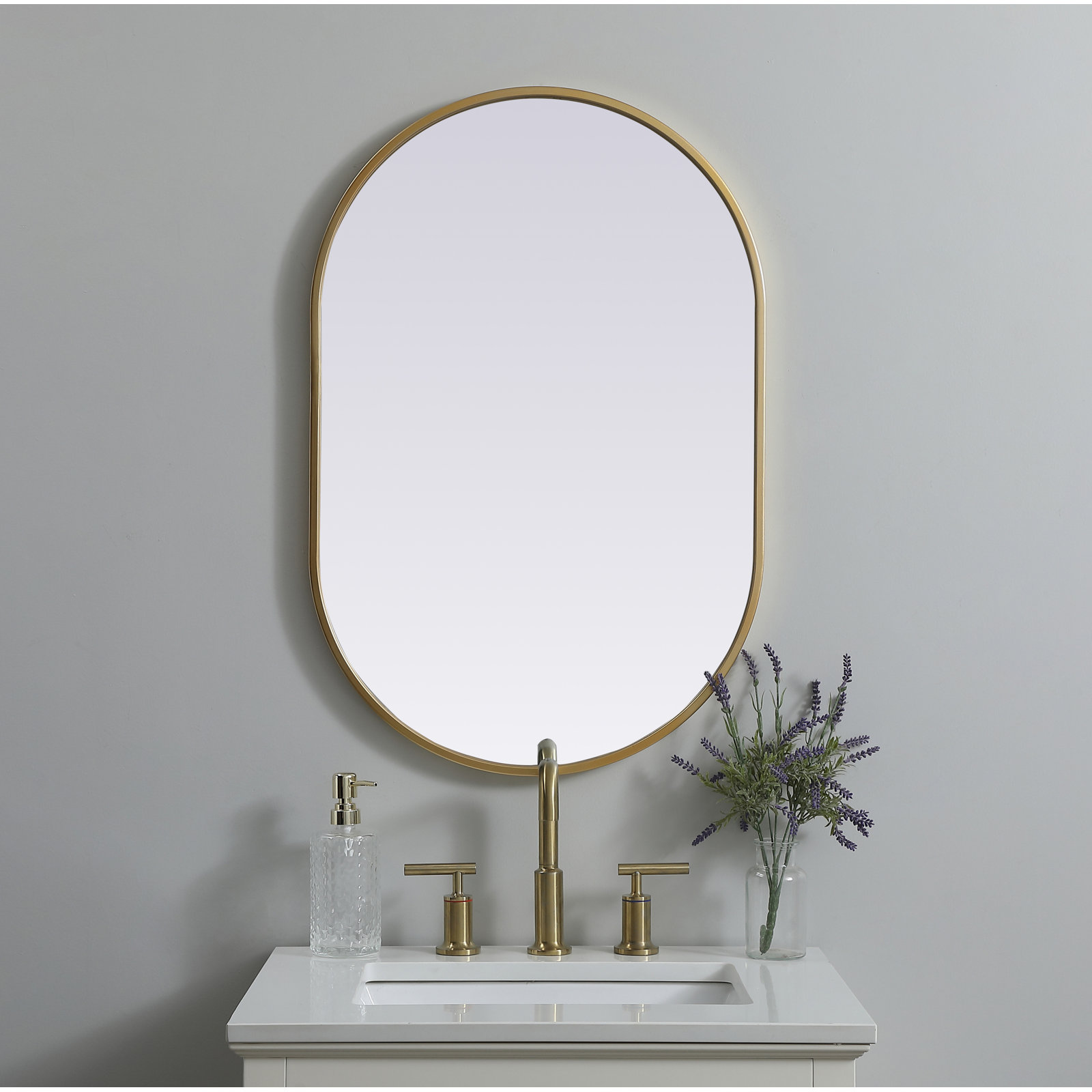 Sabine Accent Mirror, 30" x 20", Brass