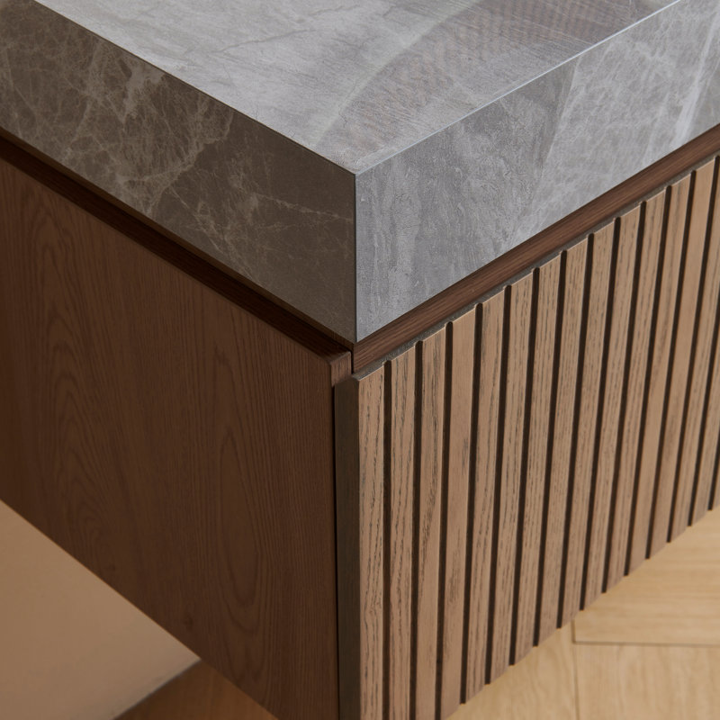 Meuble-lavabo simple en contreplaqué et en bois massif, Heidelberg, 48", Gris clair