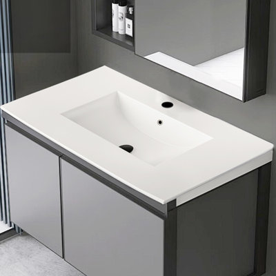 Plateau de meuble-lavabo en céramique blanc de 30 po - Design contemporain, aspect brillant, idéal pour un usage résidentiel et commercial seulement, lavabo profond