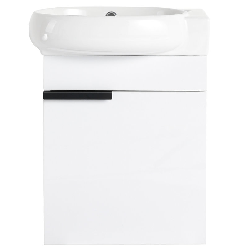 Petit meuble-lavabo, 16 po avec lavabo, porte à fermeture en douceur, lavabo mural en céramique Elegance, pouces, fonction, pour salle de bain