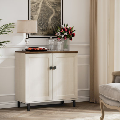 Sideboards Buffet Cabinet, 31.5" Wide Wooden Credenza Buffet Table With 2 Doors And Adjustable Shelf White by Ebern Designs