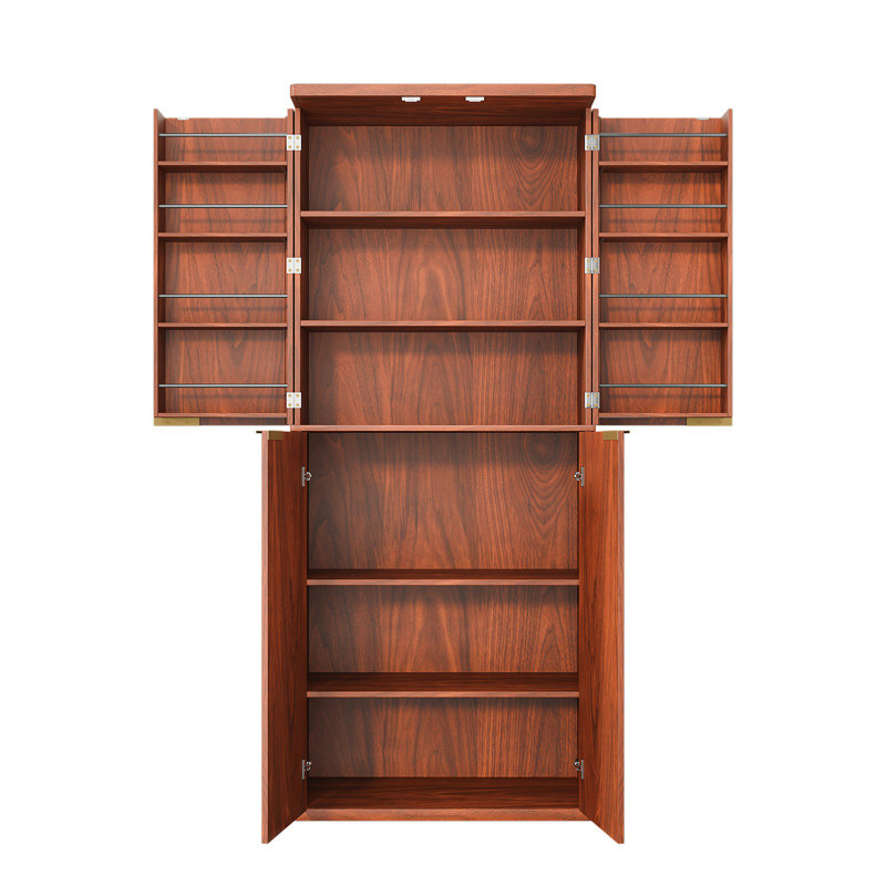 Garde-manger cannelé de 72 po de hauteur avec 6 tablettes de porte, Brun