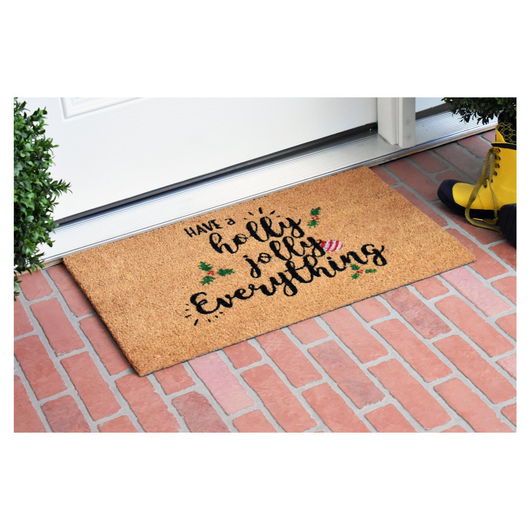 Loyola Hartfield Holly Jolly 29 in. x 17 in. Non-Slip Outdoor Door Mat The Twillery Co.® Mat 