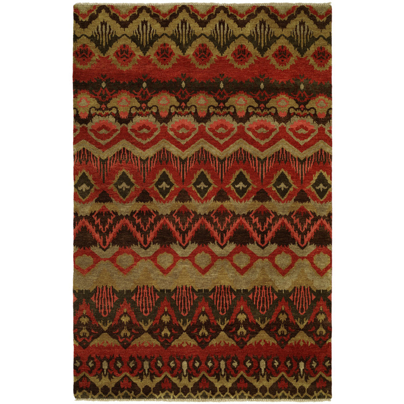 Donquell Wool Southwestern Area Rug in Red, Rectangle 6' x 9'