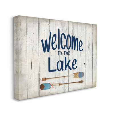 «Welcome to Lake Greeting Boat Oars», art mural sur toile surdimensionné par Lake Allen