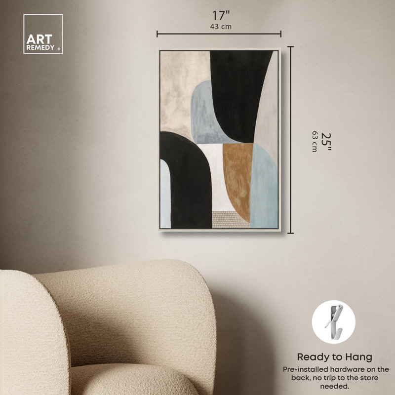 Art géométrique «Boho» par Art Remedy, H 25 po x l 17 po, Encadrement argenté