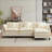 112''L-Shaped Modern Sofa Modular Combination Cloud Sofa With Ottoman 3-Seater Chenille Combo Set With 1 Footstool For Living Room, Bedroom And Apartment-1898971053