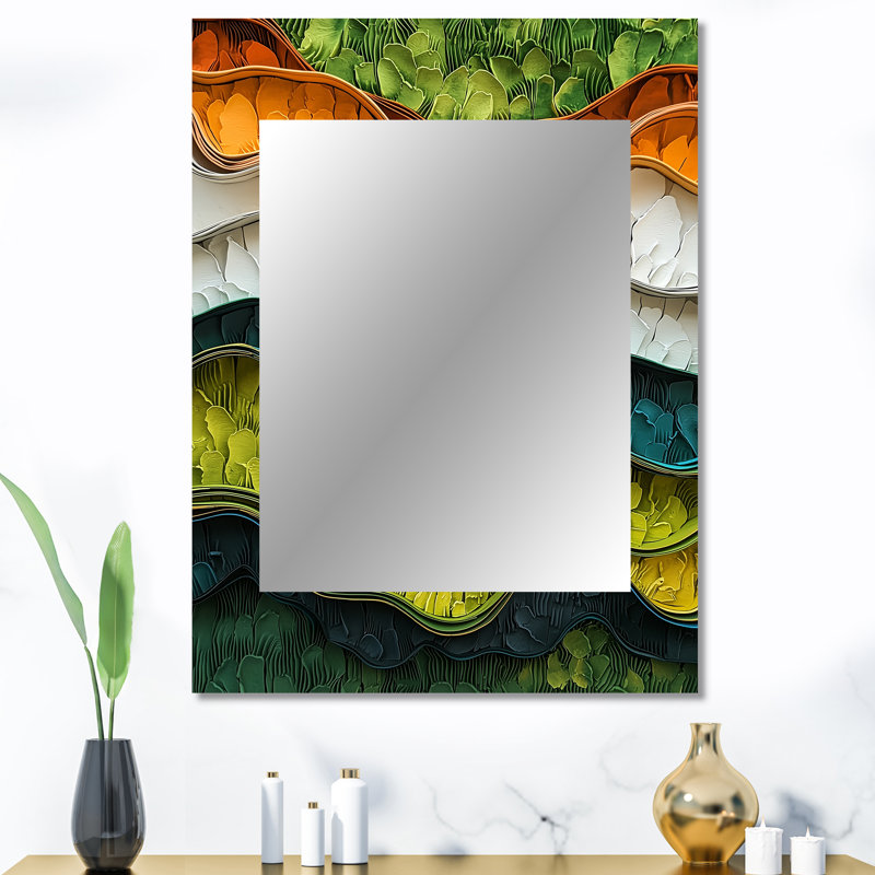 Biomorphism Earth Ephemeral Pathway III - miroir mural décoratif abstrait lyrique, art moderne, impression sur métal