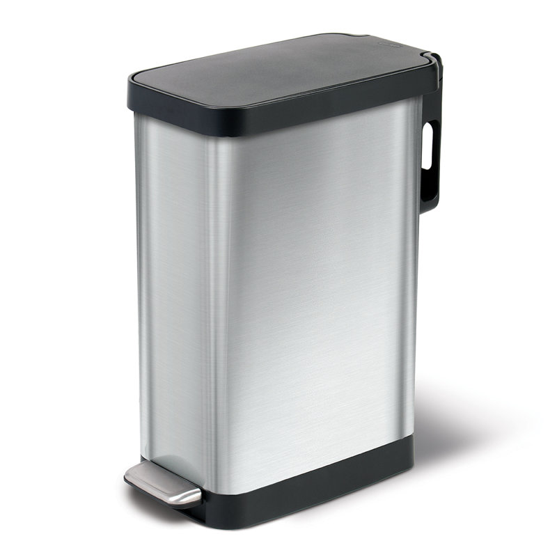 Slim Stainless Steel 12 Gallon Step-On Trash Can