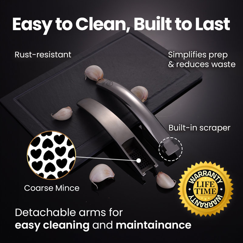 Gourmet Easy Stainless Steel Garlic Press Coarse Crush