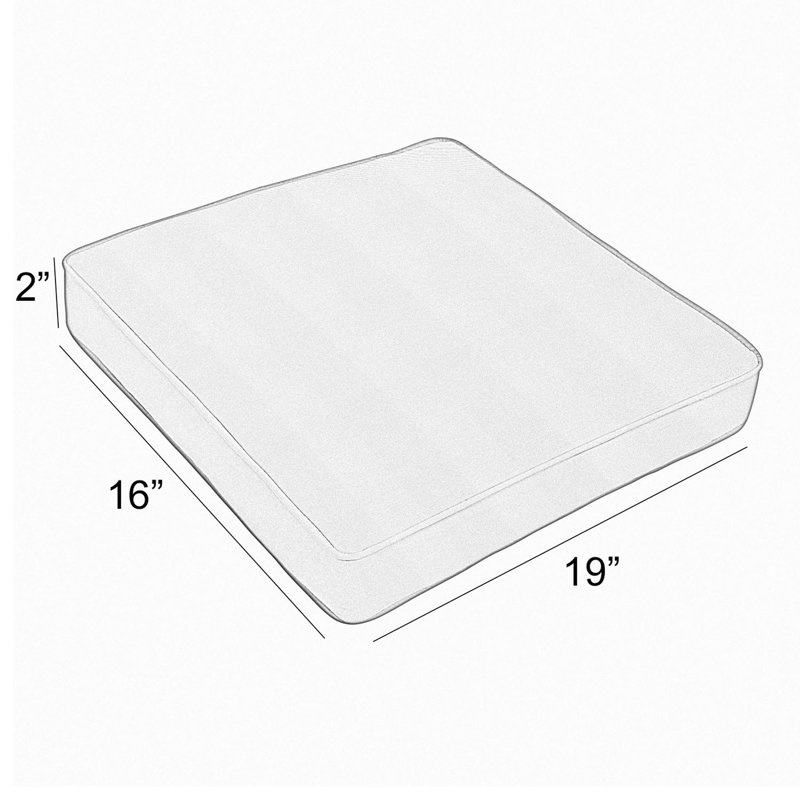 Outdoor Dining Chair Seat Cushion, 2", 19" W x 16" D