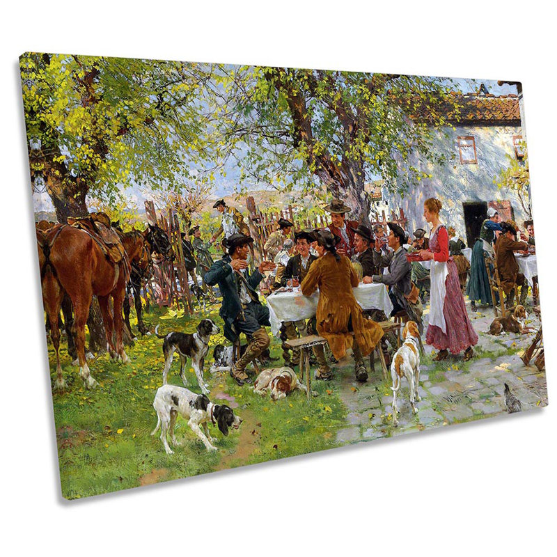 Raffaelo Sorbi The Huntsmen Lunch - Wrapped Canvas Print, 91.4cm H x 137.2cm W x 4cm D