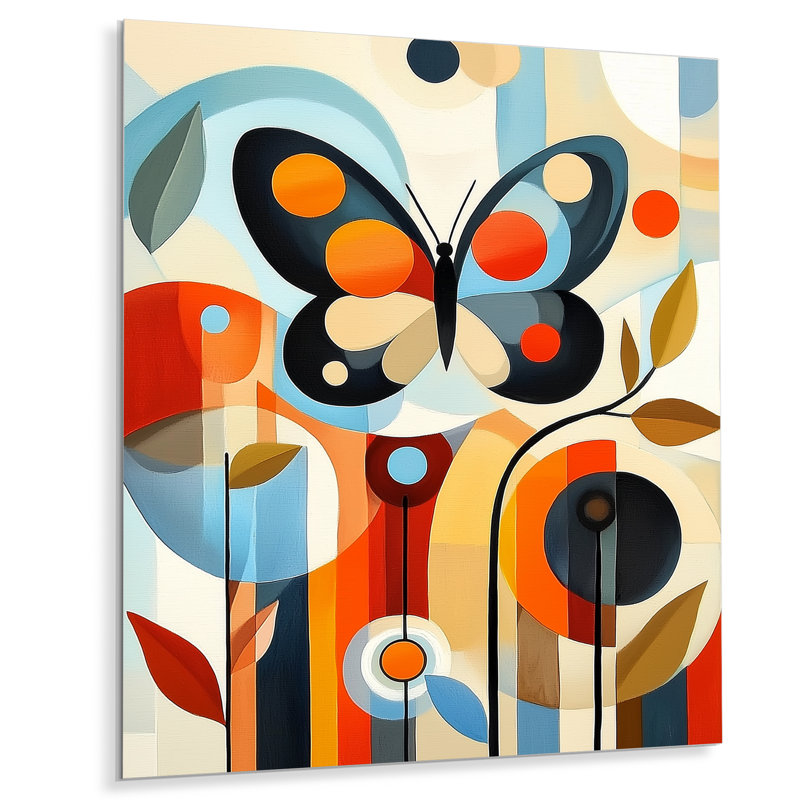 «Mid Century Butterfly Journey II - Animals», art mural en métal, H 44 po x l 34 po x P 0,84 po