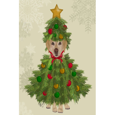 Yellow Labrador, Christmas Tree Costume 1 Piece Wrapped Canvas Wall Art
