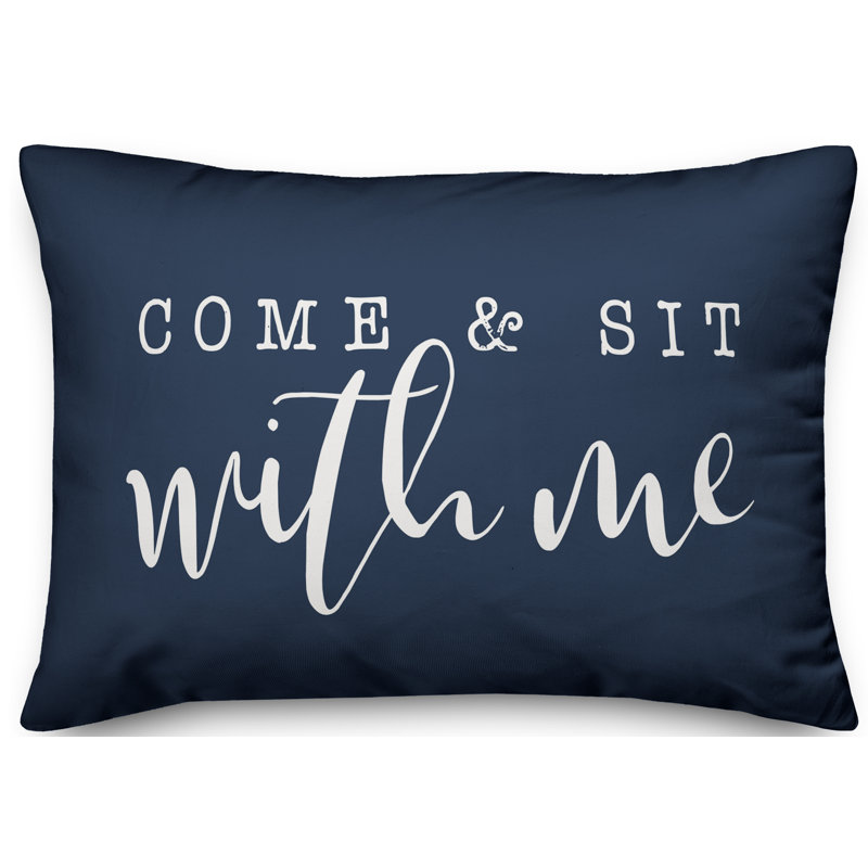 Textual Outdoor Throw Pillow, Navy