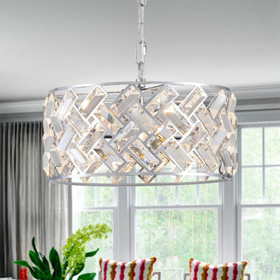 Lustre moderne en cristal doré, plafonnier semi-encastré avec chaîne réglable, luminaire suspendu tambour pour vestibule, cuisine, salle à manger