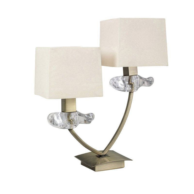 Metal Table Lamp, Gold/White