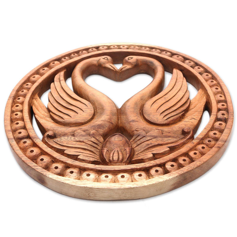 Décoration murale en bois swan amour