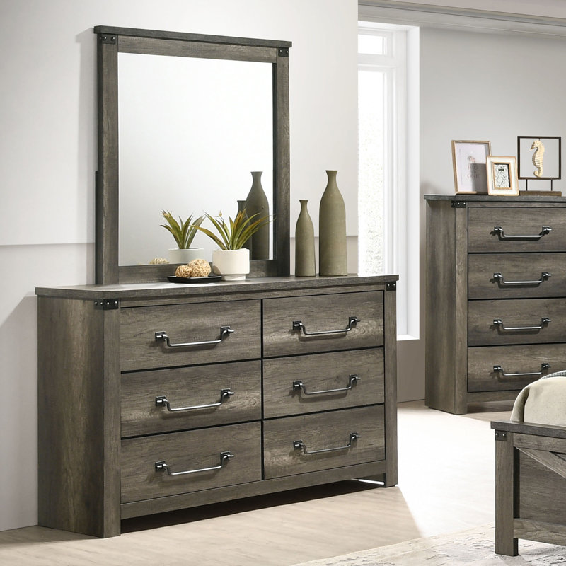 Commode 6 tiroirs avec miroir Ebron