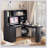 L Shaped Desk with outlet, Computer Desk with Drawers, Bookshelf & Hutch-951573769