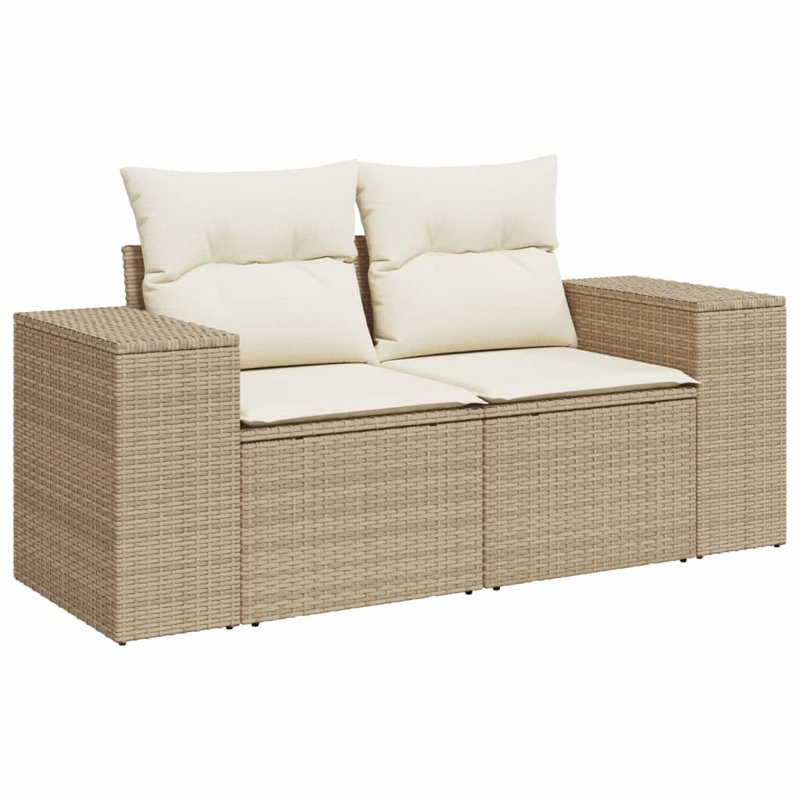Ensemble de canapé de jardin en rotin PE beige, acier thermolaqué Vidaxl, verre trempé