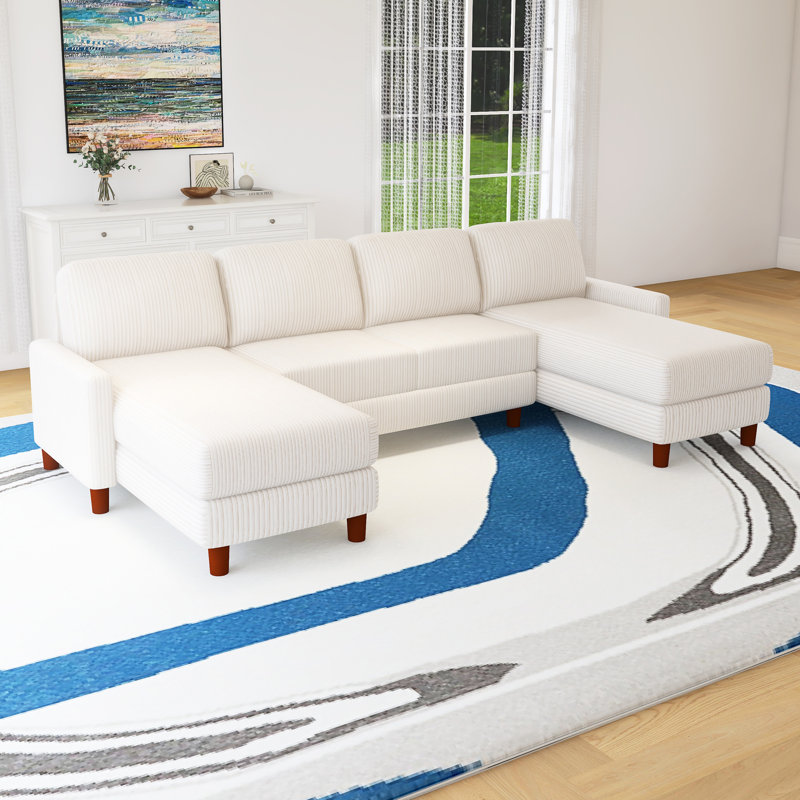U-Shaped Sponge-Filled Cushion Combination Sofa, Beige
