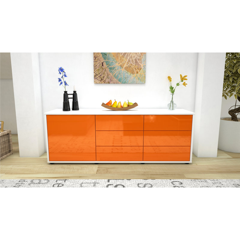 Wyant TV Stand for TVs up to 60", High-gloss Orange / Matte White