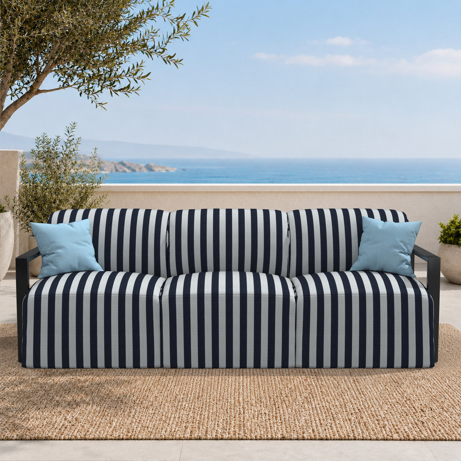 Rosalie 90" Sunbrella® Patio Sofa, Sunbrella® Expressive Mist
