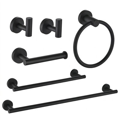 6-Piece Bathroom Hardware Set in Matte Black