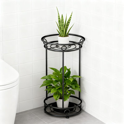 2-Tier Metal Plant Stand For Indoor And Outdoor Use, Tall Tiered Flower Pot Display Shelf With Heavy Duty Rust-Resistant Construction by Latitude Run