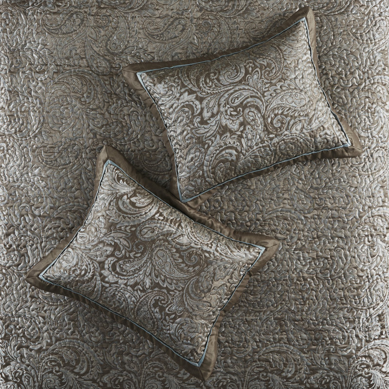 Ensemble de literie luxueux en jacquard de coton avec coussins décoratifs, style classique pour la chambre à coucher