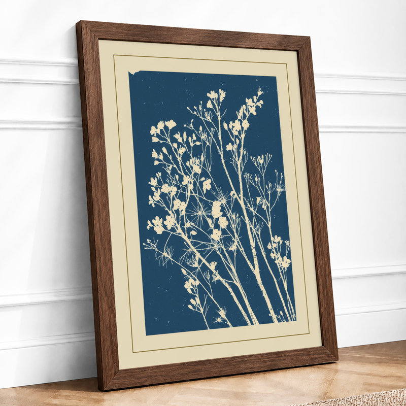 Wildflower Silhouettes Botanical - Framed Print, A4 - 29.7 x 21.0 cm, Walnut