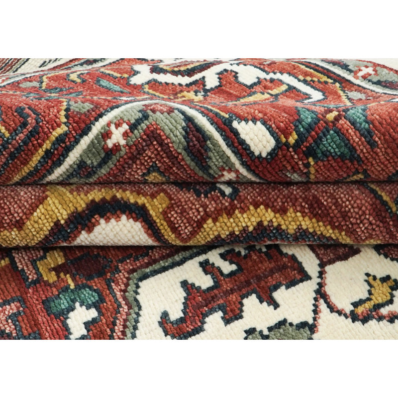 Tapis Oushak rouille en laine noué à la main 9 x 11 pi 11 po, Ivoire ivoire, Rectangle 9 pi x 11 pi 11 po