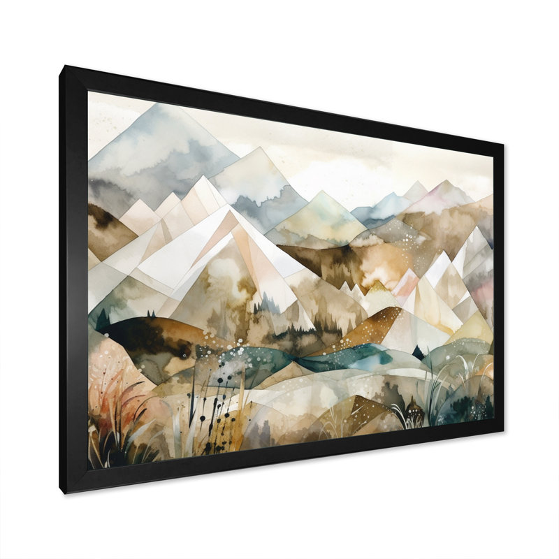 Exploration des montagnes argentiques en évolution II sur toile, Cadre simple noir, H 24 po x l 32 po x P 1 po