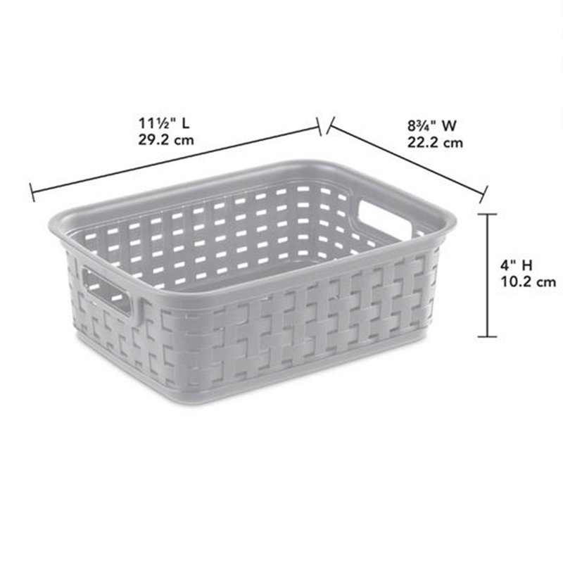 Petit panier de rangement en osier ouvert de 11 po Sterilite, gris, paquet de 24