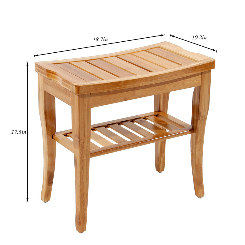 Banc de douche en bambou Thacker l 18,7 po, Brun