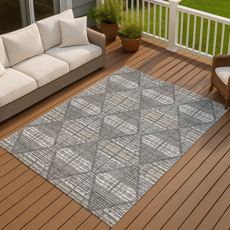 Machine Washable Indoor/Outdoor Chantille ACN2672 Geometric Rug, Gray, 10' x 14'