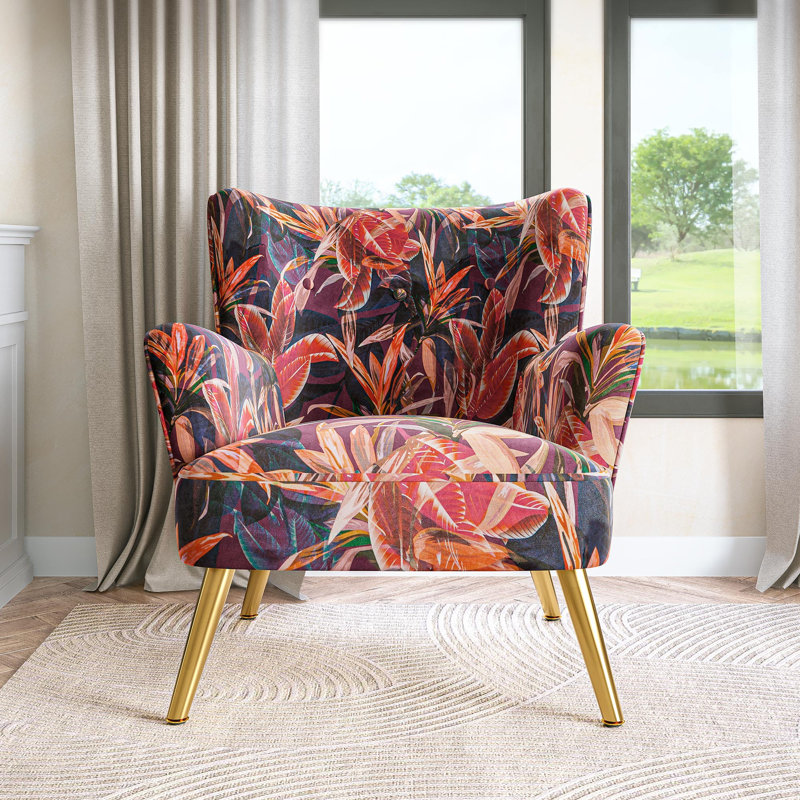Jubair 29.2'' Wide Armchair, Red Floral Polyester